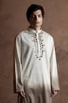 Vaani Beswal_White Cotton Mirrors Ombre Work Kurta _Online_at_Aza_Fashions