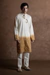Vaani Beswal_White Cotton Mirrors Ombre Work Kurta _Online_at_Aza_Fashions