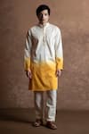 Buy Vaani Beswal Yellow Cotton Embroidery Bouquet Ombre Self Kurta Online at Aza Fashions Buy_Vaani Beswal_Yellow Cotton Embroidery Bouquet Ombre Self Kurta _Online_at_Aza_Fashions