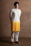 Vaani Beswal Yellow Cotton Embroidery Bouquet Ombre Self Kurta at Aza Fashions Vaani Beswal_Yellow Cotton Embroidery Bouquet Ombre Self Kurta _at_Aza_Fashions