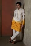Buy Vaani Beswal Yellow Cotton Embroidery Bouquet Ombre Self Kurta Buy_Vaani Beswal_Yellow Cotton Embroidery Bouquet Ombre Self Kurta
