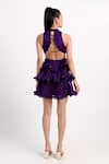 Shop_Verano By Tanya_Purple Organza Crystals High Neck, Blake Short Dress _at_Aza_Fashions