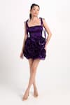Buy_Verano By Tanya_Purple Organza, Crepe Applique Square Neck Blake Short Dress _Online_at_Aza_Fashions