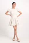 Buy_Verano By Tanya_White Tweed Pearls Round Neck Madison Short Dress _Online_at_Aza_Fashions