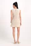 Shop_Verano By Tanya_Cream Tweed Sequins, Rhinestones Keyhole Neck Grace Short Dress _at_Aza_Fashions