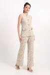 Buy_Verano By Tanya_Ivory Tweed Fringe Round Neck Astrid Waistcoat _Online_at_Aza_Fashions