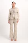 Verano By Tanya_Ivory Tweed Fringe, Rhinestones Astrid Blazer _Online_at_Aza_Fashions