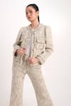 Buy_Verano By Tanya_Ivory Tweed Fringe, Rhinestones Astrid Blazer _Online_at_Aza_Fashions