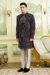 Millionaire Purple Viscose, Polyester Embroidery, Metallic Thread Hand Sherwani Set Online at Aza Fashions Millionaire_Purple Viscose, Polyester Embroidery, Metallic Thread Hand Sherwani Set _Online_at_Aza_Fashions
