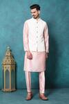 Buy_Millionaire_Peach Embroidery, Beads Lucknowi Work Koti And Kurta Set _at_Aza_Fashions