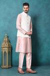 Buy_Millionaire_Peach Embroidery, Beads Lucknowi Work Koti And Kurta Set _Online_at_Aza_Fashions