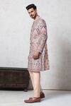 Millionaire_Peach Silk Embroidery Thread Work Kurta Set _Online_at_Aza_Fashions