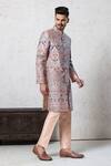 Shop_Millionaire_Peach Silk Embroidery Thread Work Kurta Set _Online_at_Aza_Fashions