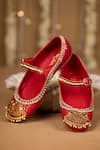 Buy_5elements_Red Sharini Mary Janes Embroidered Juttis _at_Aza_Fashions