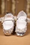5elements_Silver Aarvi Embroidered Mary Jane Juttis _at_Aza_Fashions