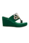 5elements Green Beads, Sequins, Pearls, Embroidery Reya Velvet Hand Embellished Wedges Online at Aza Fashions 5elements_Green Beads, Sequins, Pearls, Embroidery Reya Velvet Hand Embellished Wedges _Online_at_Aza_Fashions
