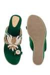 Shop 5elements Green Beads, Sequins, Pearls, Embroidery Reya Velvet Hand Embellished Wedges at Aza Fashions Shop_5elements_Green Beads, Sequins, Pearls, Embroidery Reya Velvet Hand Embellished Wedges _at_Aza_Fashions