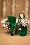 5elements Green Beads, Sequins, Pearls, Embroidery Reya Velvet Hand Embellished Wedges at Aza Fashions 5elements_Green Beads, Sequins, Pearls, Embroidery Reya Velvet Hand Embellished Wedges _at_Aza_Fashions