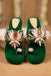 Buy 5elements Green Beads, Sequins, Pearls, Embroidery Reya Velvet Hand Embellished Wedges at Aza Fashions Buy_5elements_Green Beads, Sequins, Pearls, Embroidery Reya Velvet Hand Embellished Wedges _at_Aza_Fashions