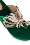 Shop 5elements Green Beads, Sequins, Pearls, Embroidery Reya Velvet Hand Embellished Wedges Shop_5elements_Green Beads, Sequins, Pearls, Embroidery Reya Velvet Hand Embellished Wedges