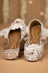 Shop_5elements_Silver Ishara Floral Hand Embroidered Juttis _at_Aza_Fashions