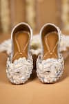 Buy_5elements_Silver Ishara Floral Hand Embroidered Juttis _at_Aza_Fashions