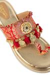 Buy 5elements Gold Tassels, Mirrors, Beads Nivara Brocade Work Wedges Buy_5elements_Gold Tassels, Mirrors, Beads Nivara Brocade Work Wedges