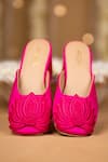 Buy_5elements_Pink Embroidery Amira Lotus Mule Heels _at_Aza_Fashions