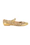 5elements_Gold Iraaya Floral Embroidered Juttis _Online_at_Aza_Fashions
