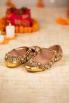 5elements_Gold Iraaya Floral Embroidered Juttis _at_Aza_Fashions