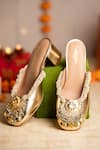 5elements_Gold Pearls, Beads, Stones Rehaya Embellished Heels _at_Aza_Fashions