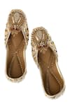 5elements_Gold Reeva Zari Sequin Pearl Embroidered Juttis _at_Aza_Fashions