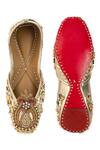 Shop_5elements_Gold Reeva Zari Sequin Pearl Embroidered Juttis _at_Aza_Fashions