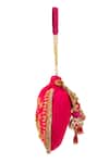 5elements_Pink Embroidery, Beads, Sequins, Tassels Ruvika Peacock Potli Bag _Online_at_Aza_Fashions