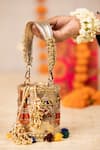 5elements_Gold Embroidery, Beads, Tassels Kashvi Potli Bag _Online_at_Aza_Fashions