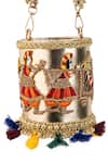 5elements_Gold Embroidery, Beads, Tassels Kashvi Potli Bag _at_Aza_Fashions