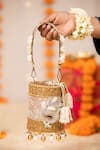 5elements_Gold Beads, Pearls, Tassels Rithvika Embellished Potli Bag _Online_at_Aza_Fashions