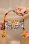 Buy_5elements_Silver Tassels, Beads, Embroidery Vidhara Engraved Handbag  _at_Aza_Fashions