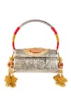 Buy_5elements_Silver Tassels, Beads, Embroidery Vidhara Engraved Handbag  _Online_at_Aza_Fashions