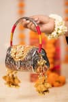 5elements_Multi Color Beads, Tassels, Stones, Embroidery Tanvika Embossed Handbag  _at_Aza_Fashions