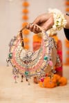 Shop_5elements_Gold Beads, Stones, Tassels, Metallic Thread, Embroidery Arvika Brocade Handbag _Online_at_Aza_Fashions