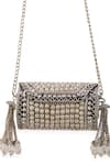 Shop_5elements_Silver Pearls, Tassels, Crystals Arunika Embellished Metallic Handbag _Online_at_Aza_Fashions