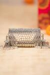 Buy_5elements_Silver Pearls, Tassels, Crystals Arunika Embellished Metallic Handbag _at_Aza_Fashions