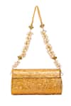 Buy_5elements_Gold Pearls, Gemstones, Beads, Chains Aarini Embossed Bag _Online_at_Aza_Fashions