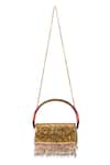 Shop_5elements_Gold Beads, Stones Vaidehi Metallic Engraved Handbag  _at_Aza_Fashions