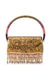 Shop_5elements_Gold Beads, Stones Vaidehi Metallic Engraved Handbag  _Online_at_Aza_Fashions