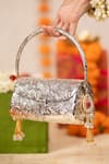 Buy_5elements_Silver Beads, Gemstones, Tassels Urvi Engraved Handbag 