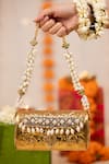 Buy_5elements_Gold Beads, Pearls, Crystals, Stones Vrinda Metallic Embossed Bag _at_Aza_Fashions