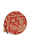 Buy_5elements_Red Metallic Thread, Beads, Aranya Paisley Pattern Peacock Embellished Clutch _Online_at_Aza_Fashions