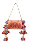 Buy 5elements Red Tassels, Chains Prisha Brocade Embellished Handbag Online at Aza Fashions Buy_5elements_Red Tassels, Chains Prisha Brocade Embellished Handbag _Online_at_Aza_Fashions